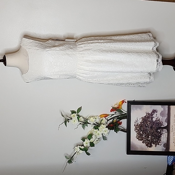 Calvin Klein Dresses & Skirts - NEW Calvin Klein Ivory Lace Overlay Double Lining Dress Celeb Style Luxury Chic